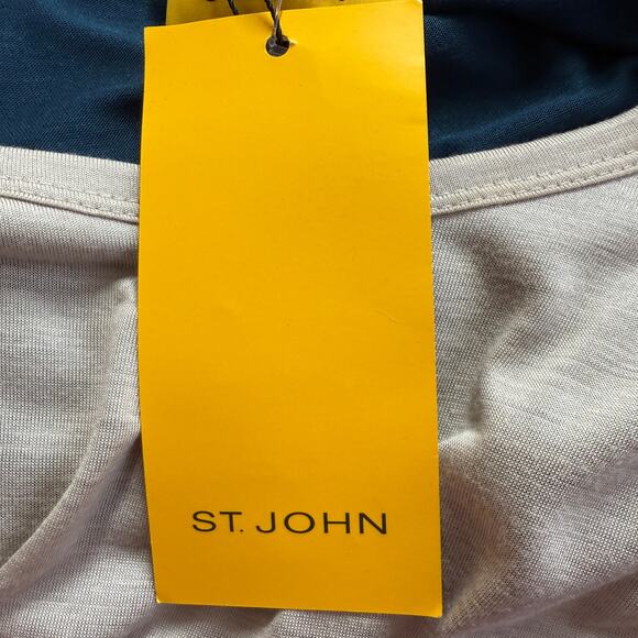 St. John Top Blouse Womens Medium Silk Blend Long Sleeve $295 Nautical SOFT NEW - Picture 10 of 13